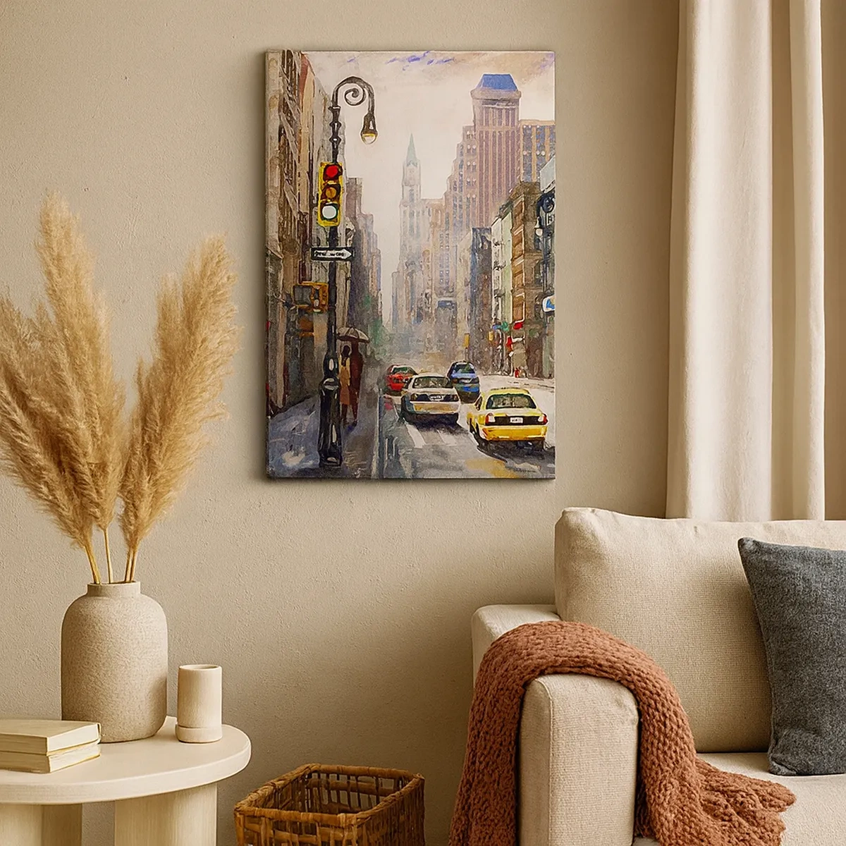 Quadro em tela - Nova York – colorida também na chuva  - 50x70 cm
