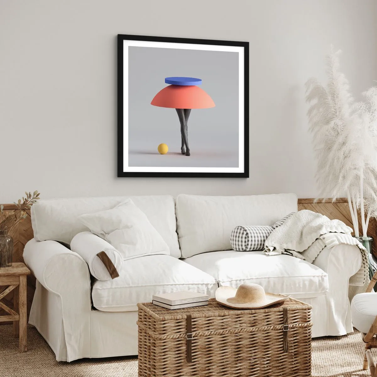 Pôster com moldura preta - Composição surrealista - 40x40 cm