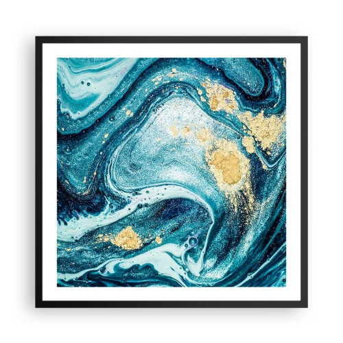 Pôster com moldura preta - Redemoinho azul - 60x60 cm