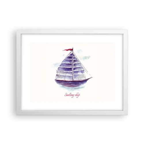 Pôster em moldura branca - Cheio de velas e águas calmas - 40x30 cm