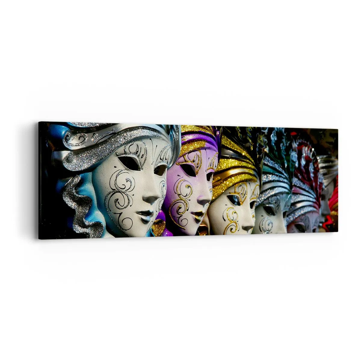 Quadro em tela - Mistério em ouro e prata - 90x30 cm