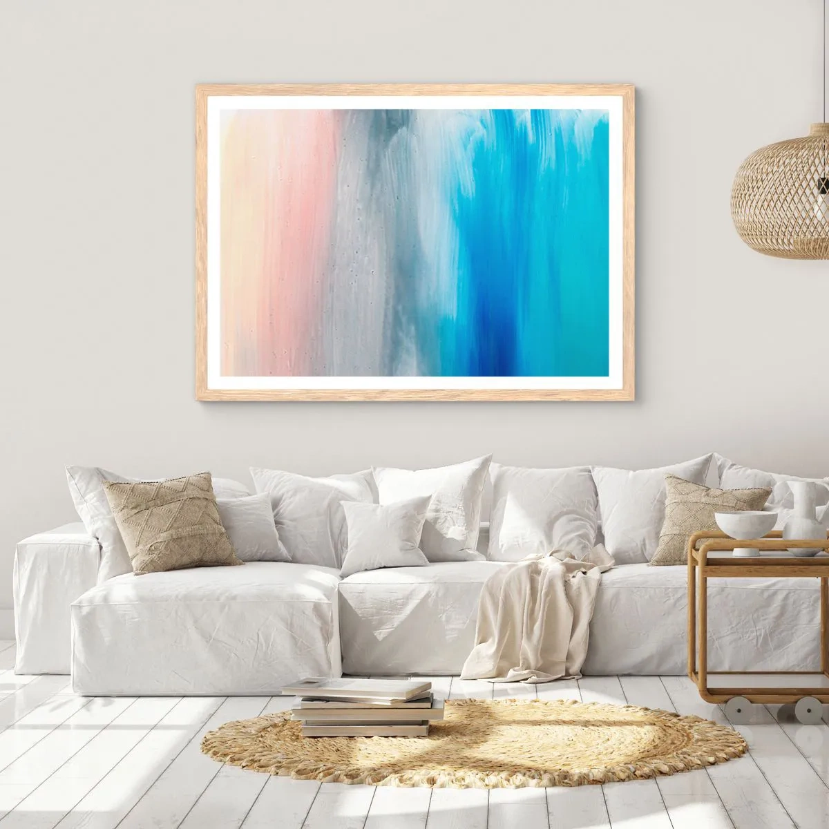 Pôster com moldura de carvalho claro - Elementos: ar - 40x30 cm