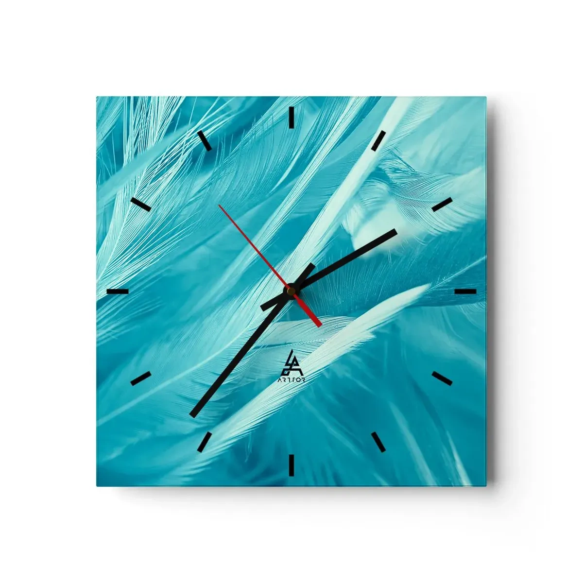 Relógio de parede - Relógio em vidro - Afogado em penugem - 30x30 cm