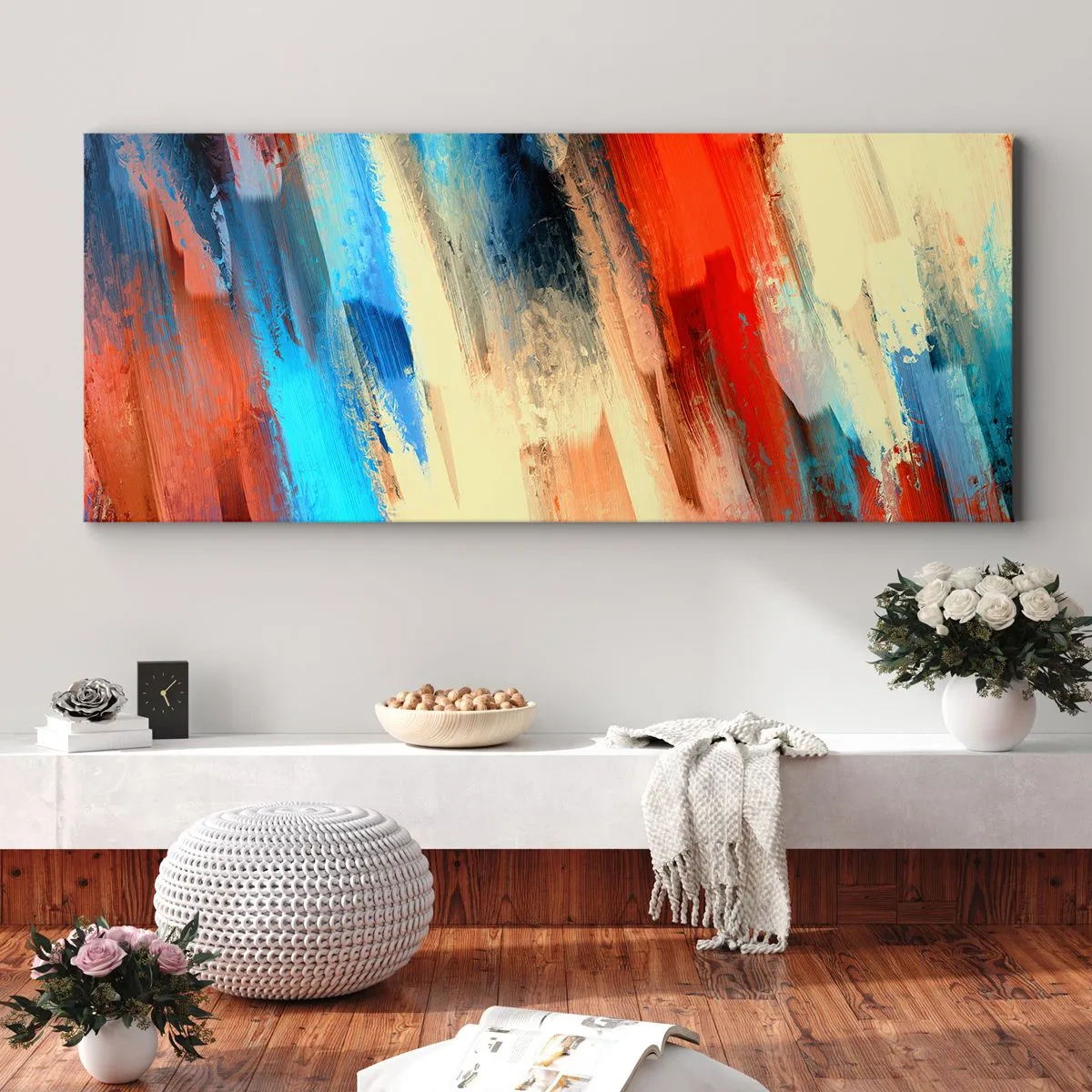 Quadro em tela - Cascata de cores - 90x30 cm