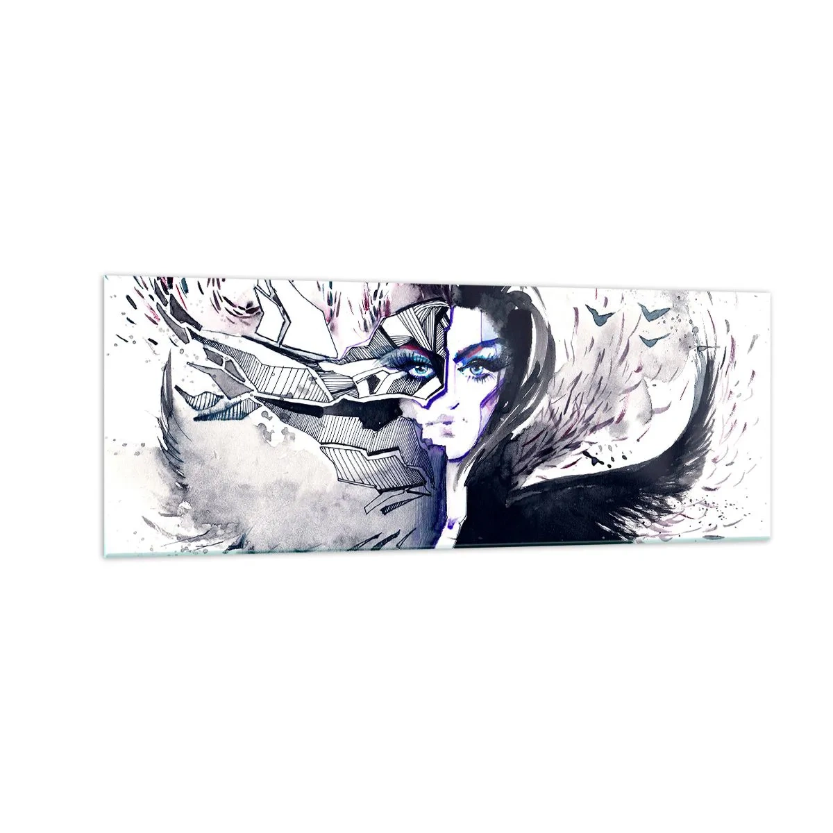 Quadro em vidro - Demoníaca e linda - 140x50 cm