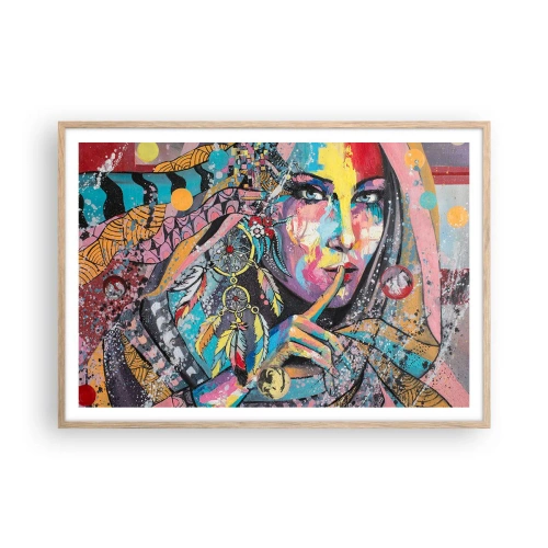 Pôster com moldura de carvalho claro - Fique em silêncio até compreender - 100x70 cm