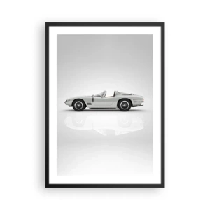 Pôster com moldura preta - Conversível branco clássico em fundo neutro - 50x70cm - A promessa de diversão - Decoração de parede moderna para a sala de estar e quarto ARTTOR