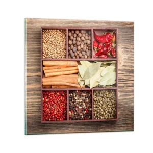 Quadro em vidro - Ordem das formas, um ramo de aromas - 30x30 cm