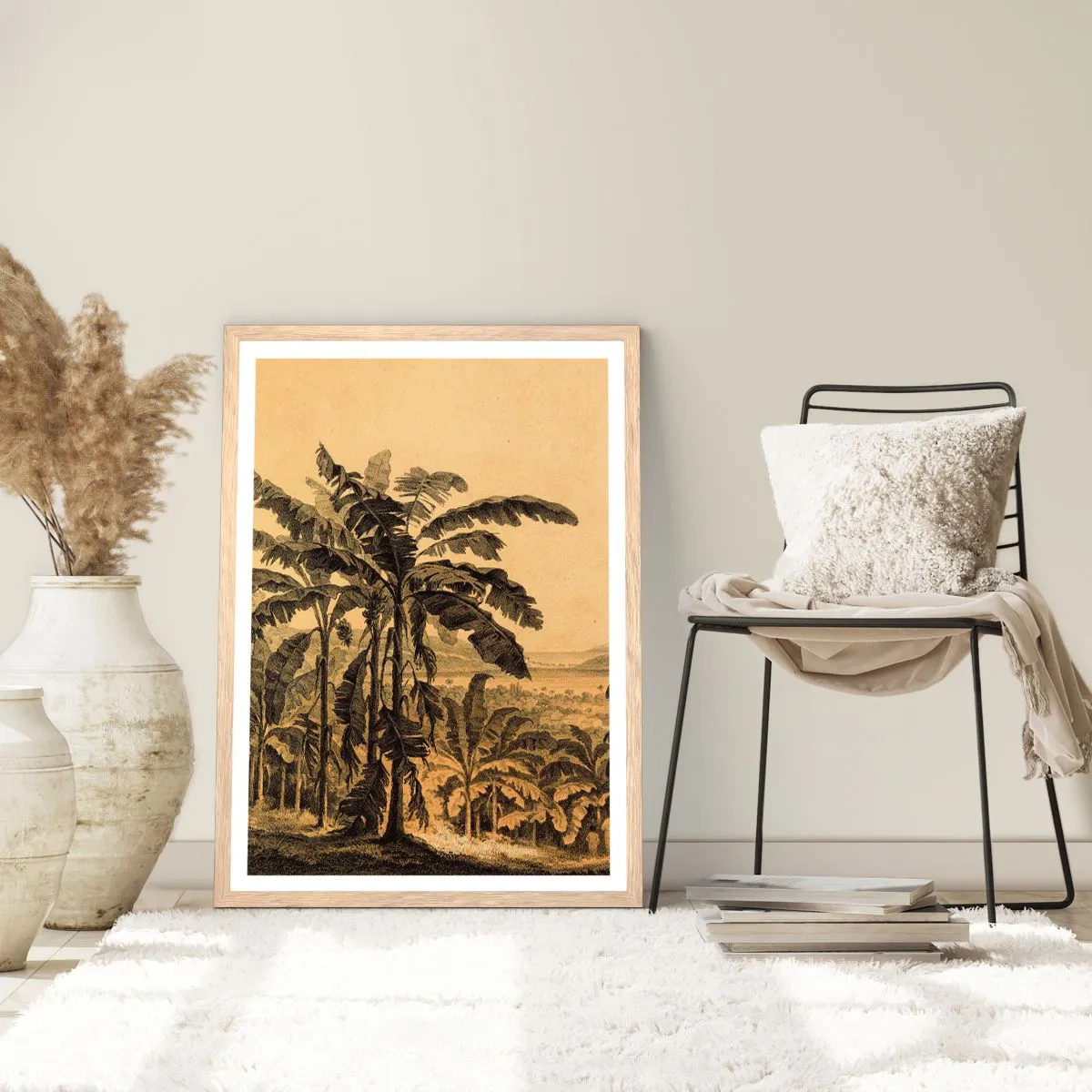 Pôster com moldura de carvalho claro - num clima colonial - 70x100 cm