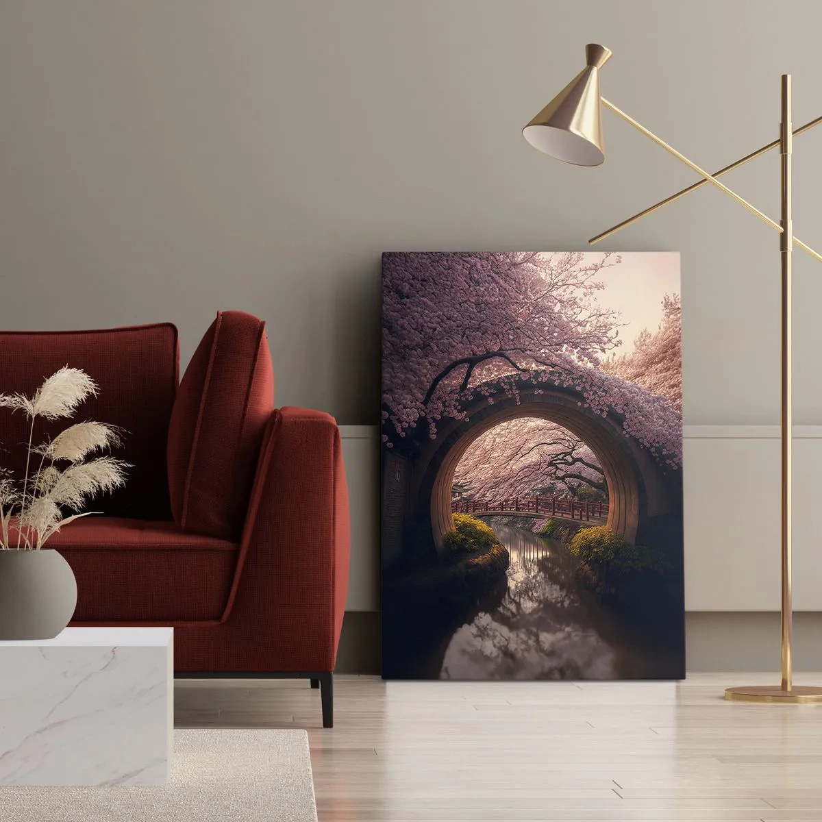 Quadro em tela - Primavera japonesa - 65x120 cm