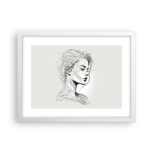Pôster em moldura branca - Retrato em pensamento - 40x30 cm