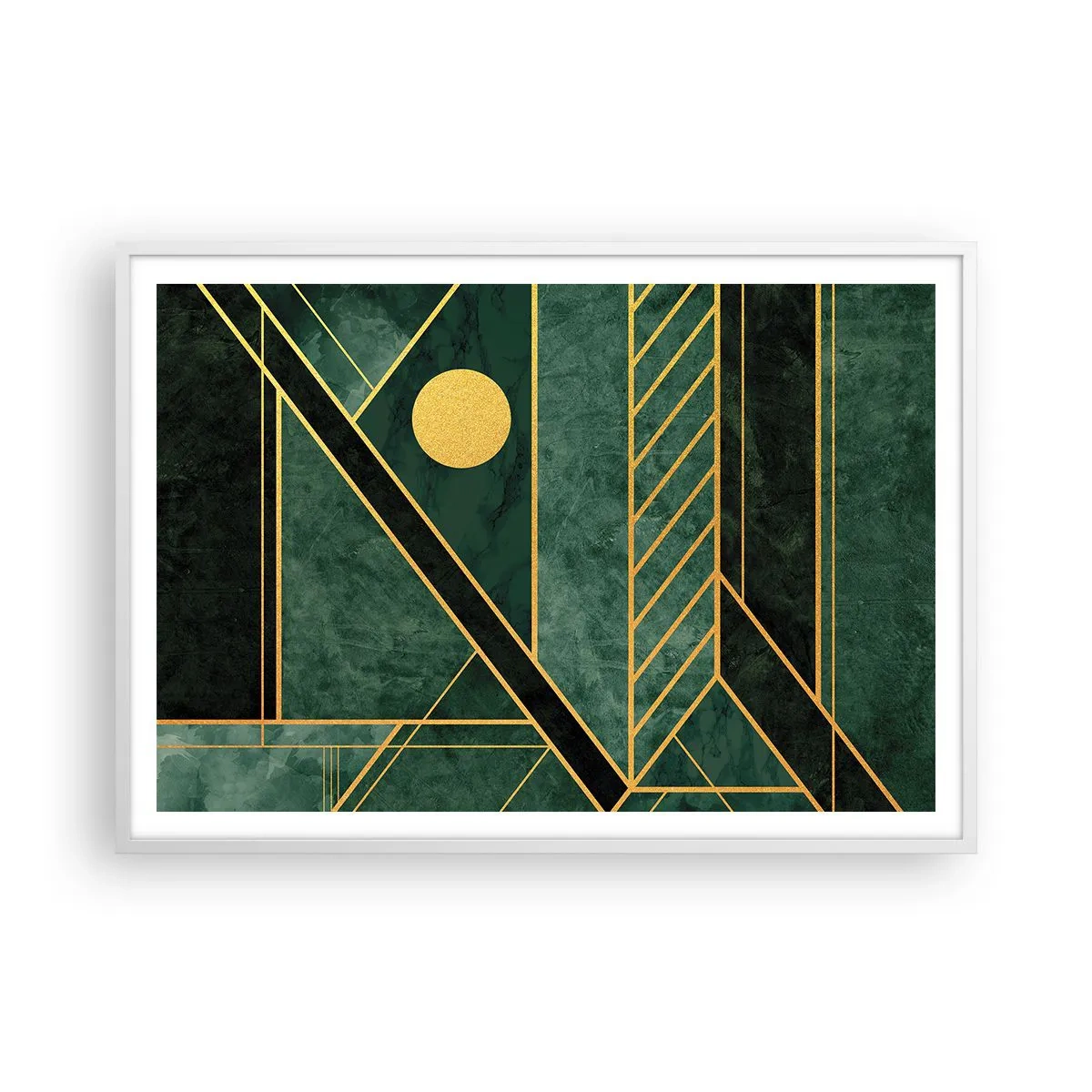 Pôster em moldura branca - A dinâmica do ouro e do azul - 100x70 cm