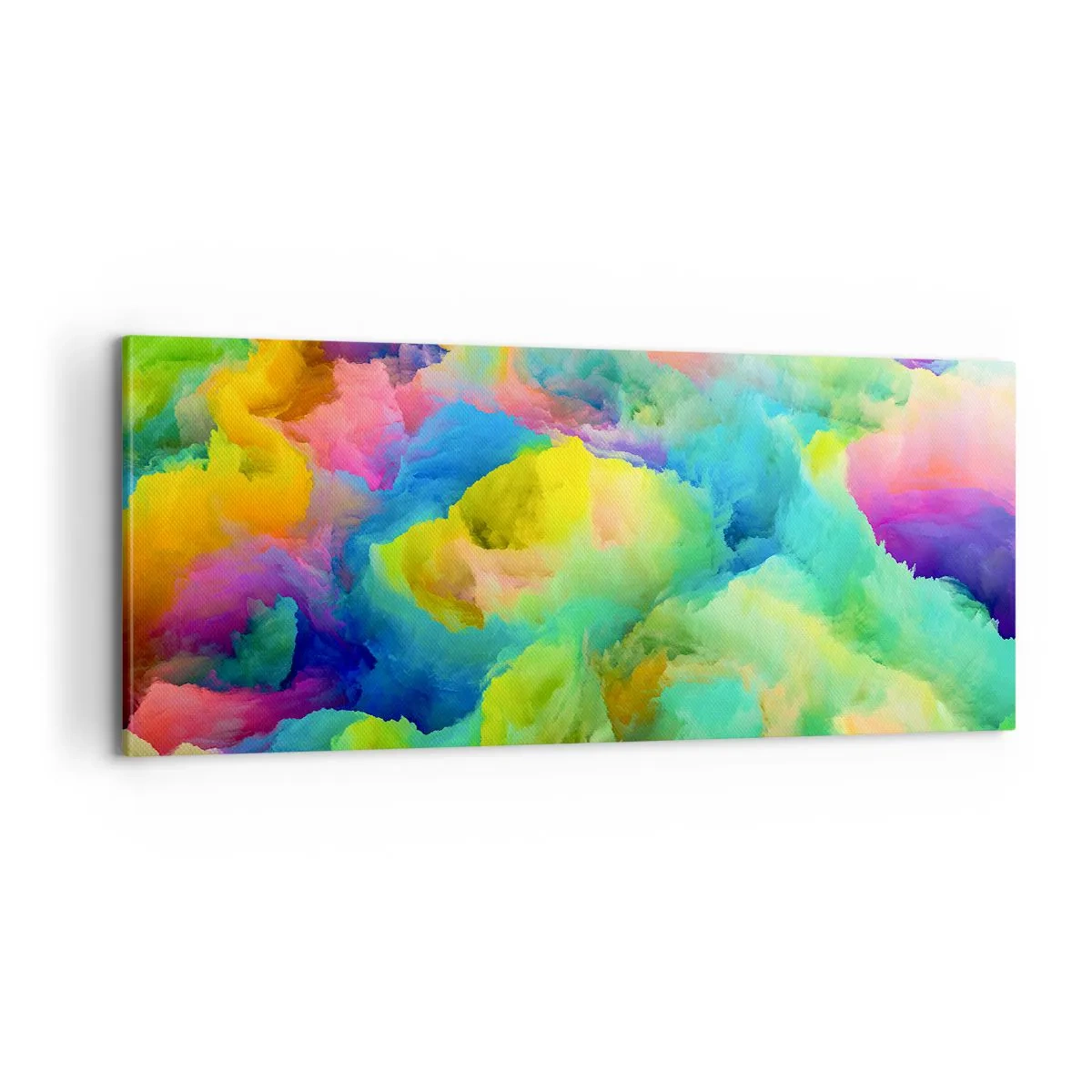 Quadro em tela - Penugem arco-íris - 100x40 cm