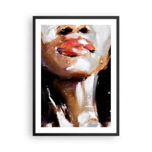 Pôster com moldura preta - Retrato abstrato de uma mulher com lábios vermelhos - 50x70cm - Orgulho sem preconceitos - Decoração de parede moderna para a sala de estar e quarto ARTTOR