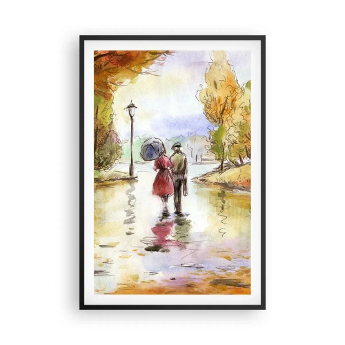Pôster com moldura preta - Outono romântico no parque - 61x91 cm
