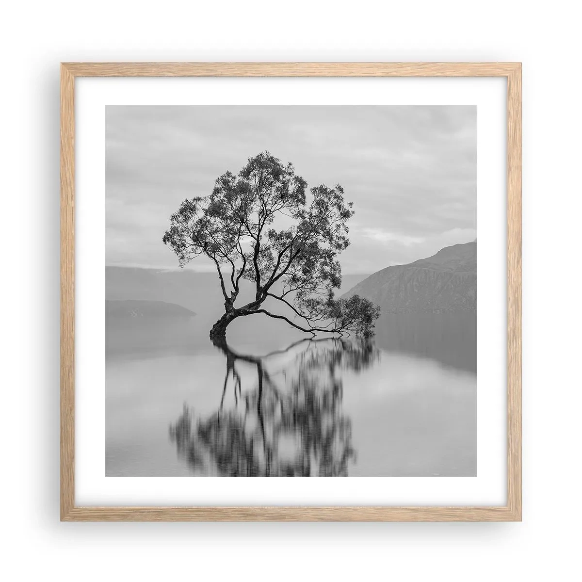 Pôster com moldura de carvalho claro - Existe um país assim - 50x50 cm