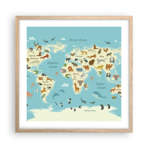 Pôster com moldura de carvalho claro - Bons vizinhos - 50x50 cm