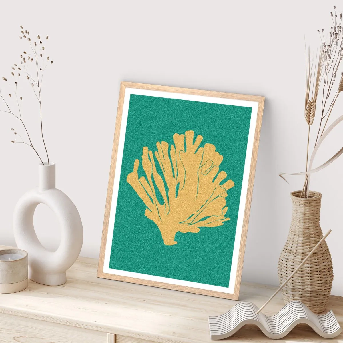 Pôster com moldura de carvalho claro - Arbusto florestal subaquático - 30x40 cm