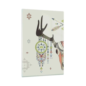Quadro em vidro - Troféu de caçador indiano - 80x120 cm