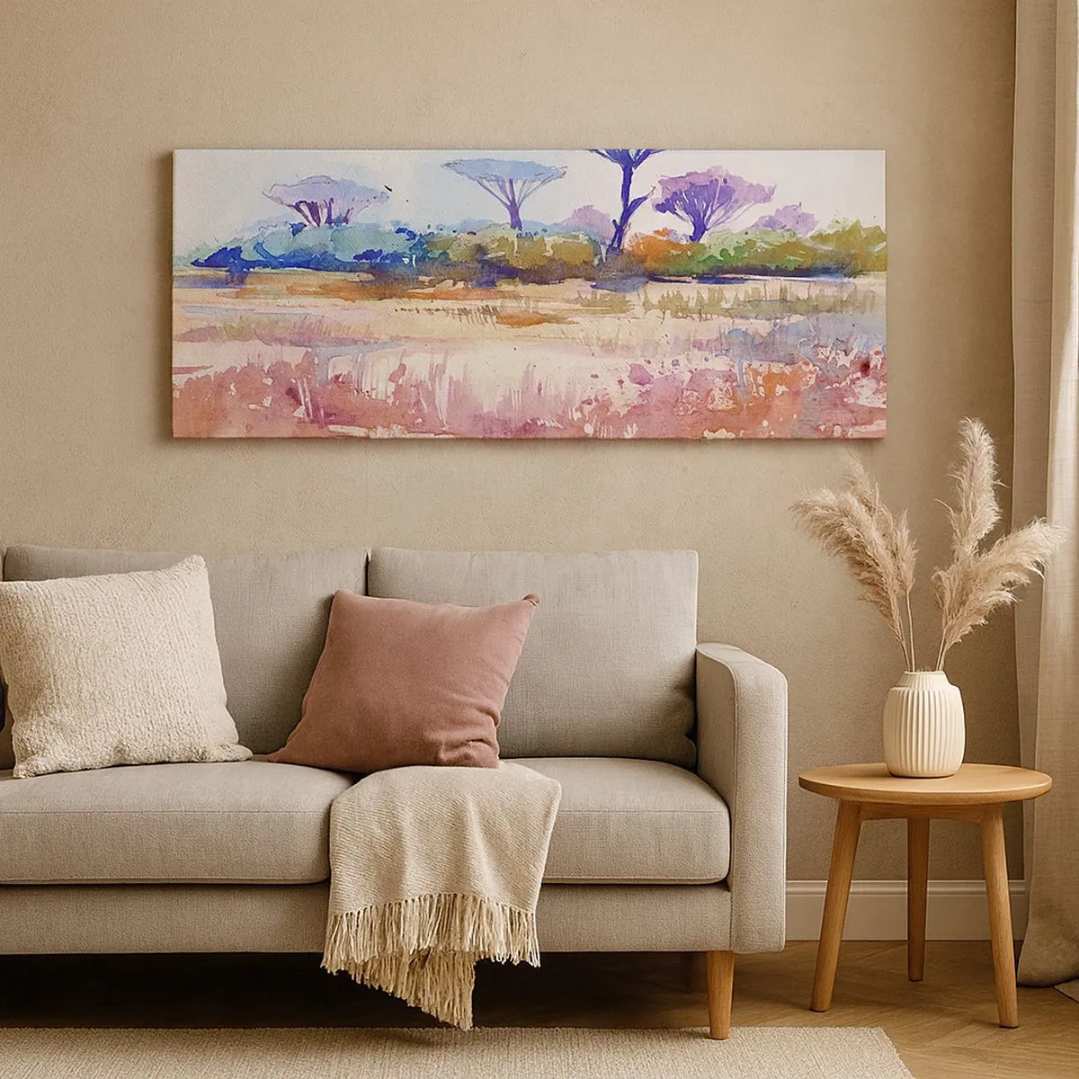 Quadro em tela - Cores da savana - 100x40 cm