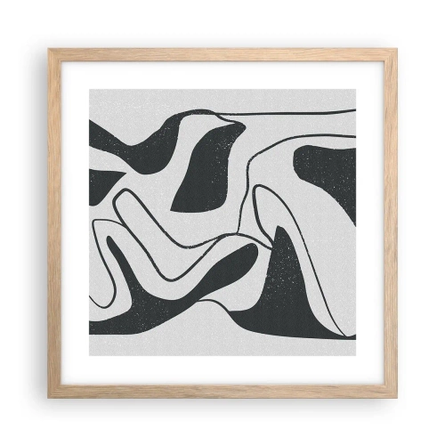 Pôster com moldura de carvalho claro - Labirinto abstrato divertido - 40x40 cm