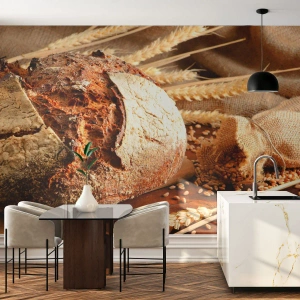 Papel de Parede Premium Canvas - Apetitoso, perfumado, crocante - Pão, Grão de Trigo, Gastronomia - 300x210 cm