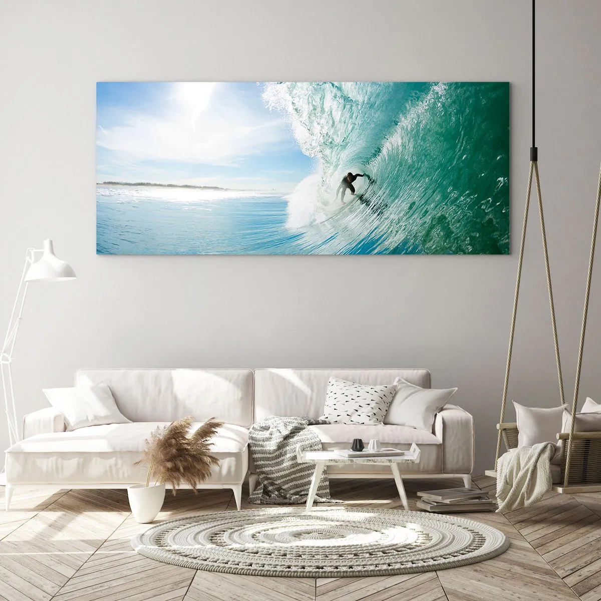 Quadro em vidro - Na crista da onda - 140x50 cm