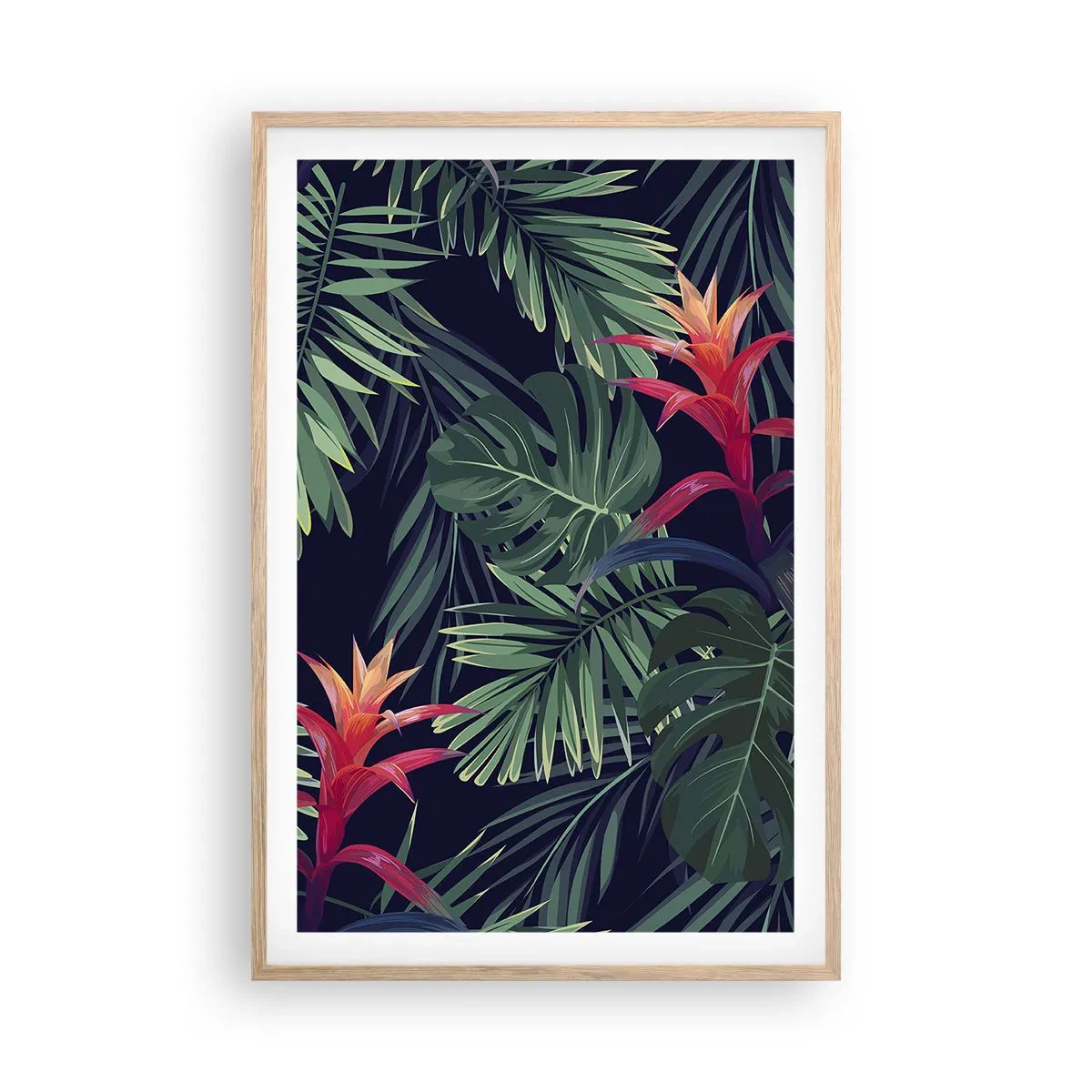 Pôster com moldura de carvalho claro - Queimar em verde - 61x91 cm