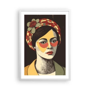 Pôster em moldura branca - Senhora Coral - 50x70 cm