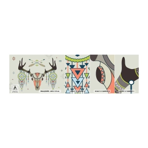 Amostra de Papel de Parede Standard Eco - Troféu de caçador indiano - Abstração, Cervo, Boho - 100x30 cm