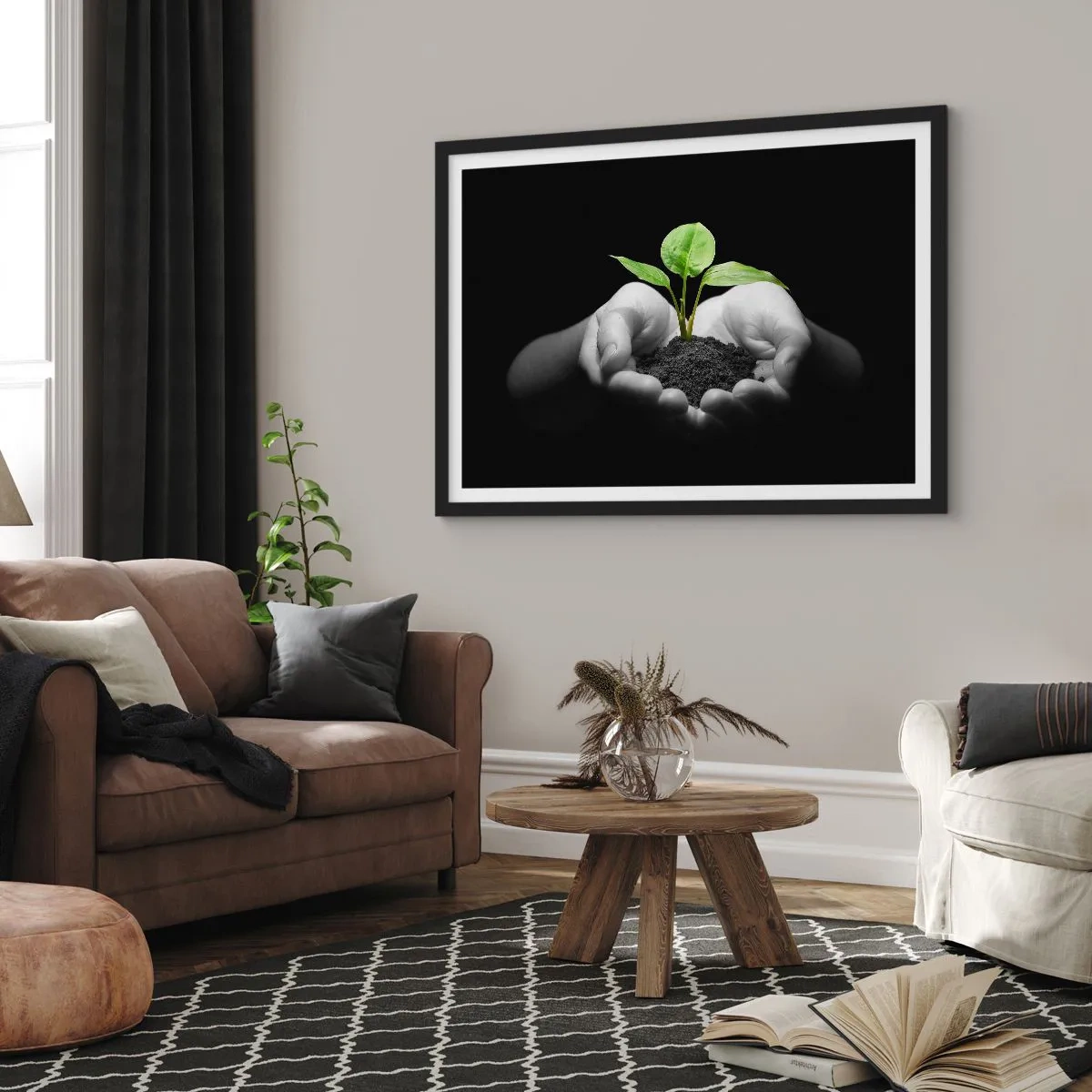 Pôster com moldura preta - Eu amo a natureza, eu a protejo - 100x70 cm