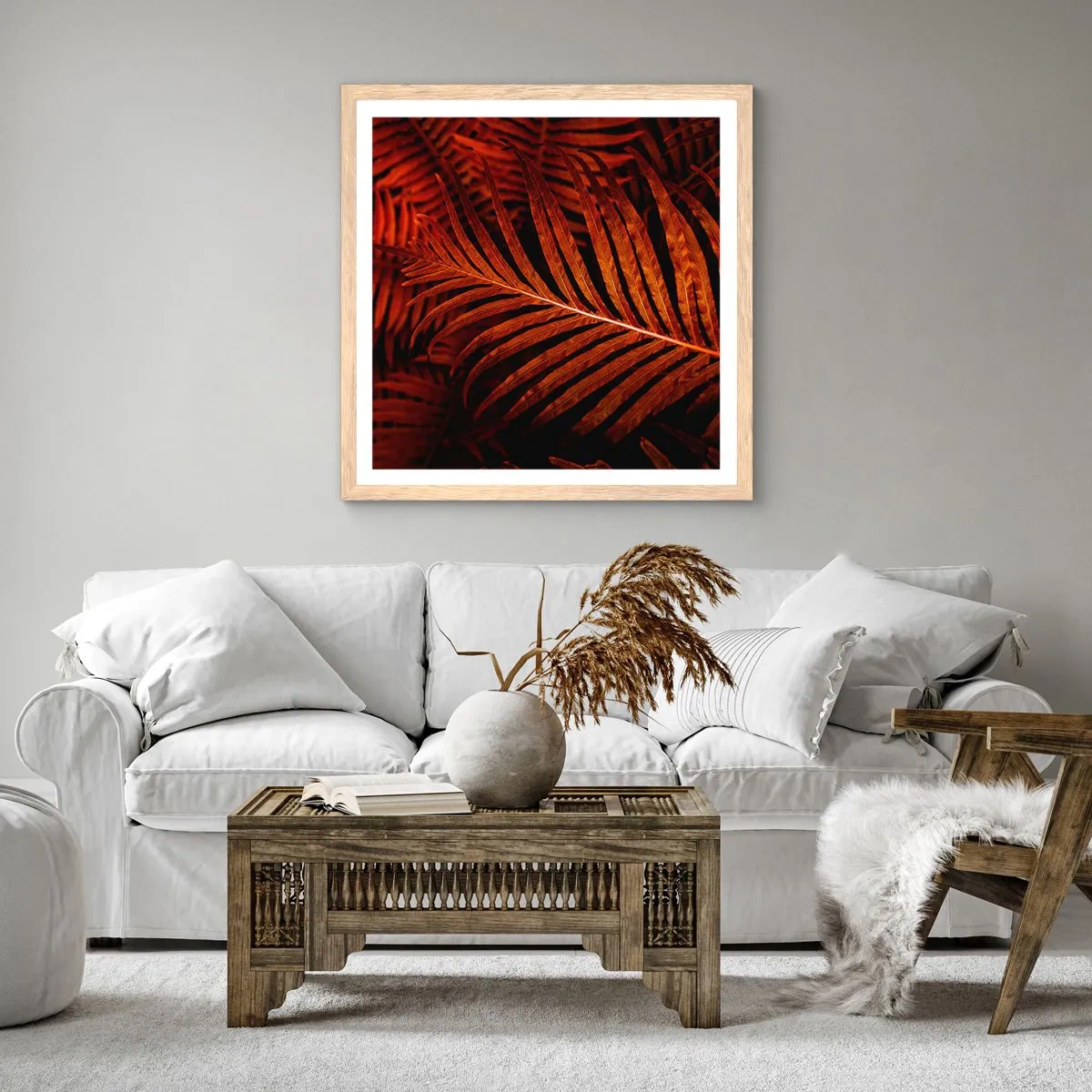 Pôster com moldura de carvalho claro - O calor da vida - 40x40 cm