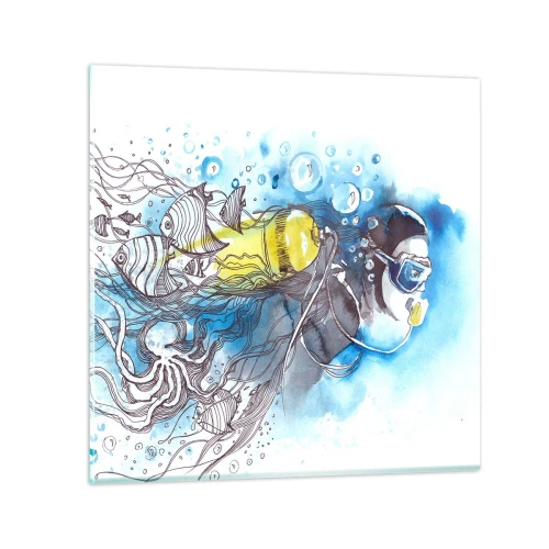 Quadro em vidro - Azul Infinito - 30x30 cm