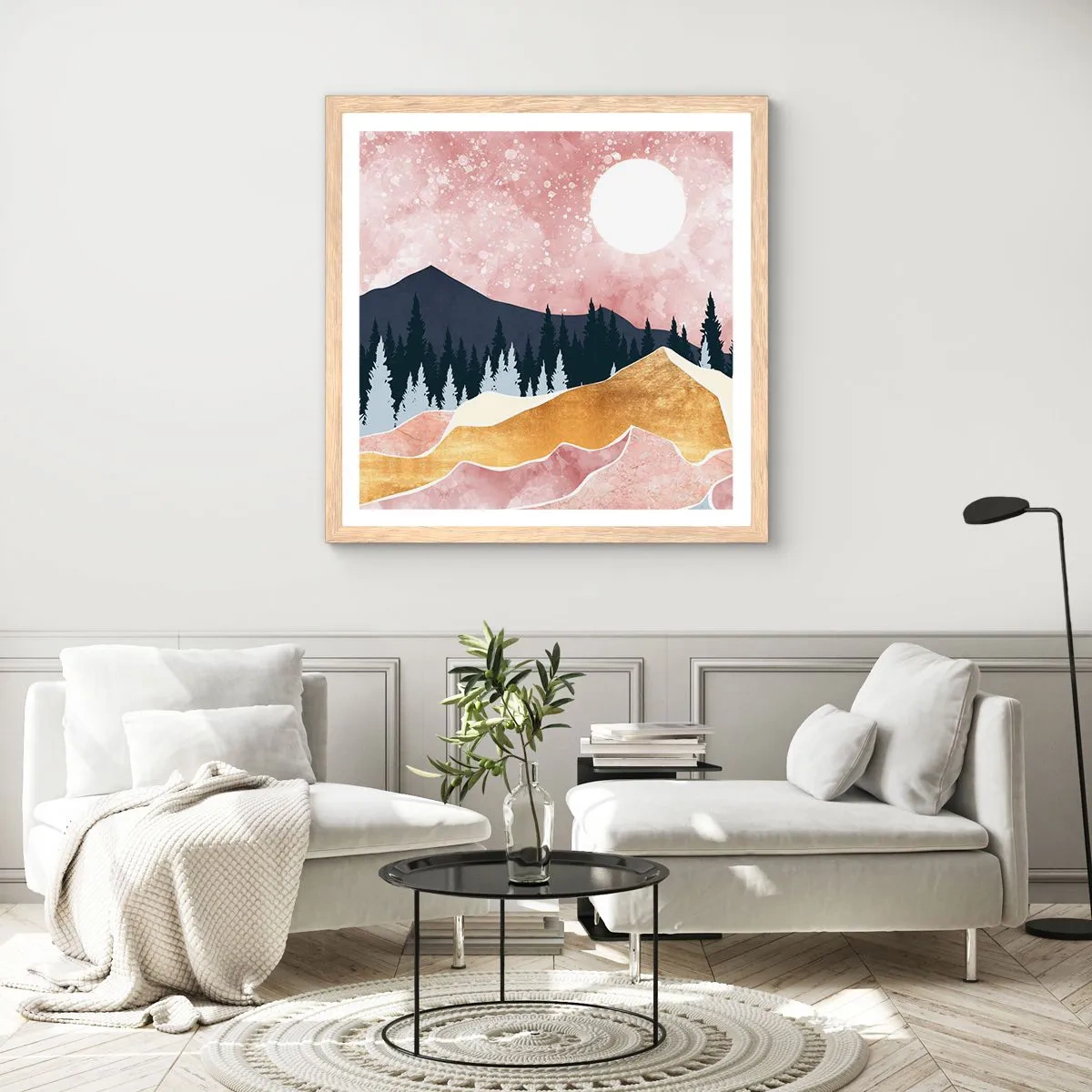 Pôster com moldura de carvalho claro - Ronda Noturna - 30x30 cm