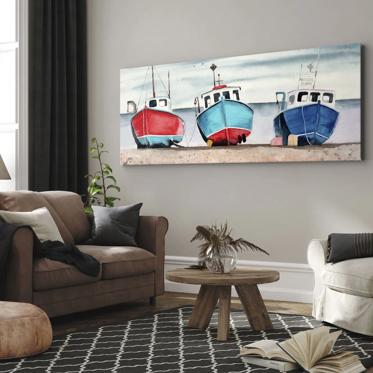 Quadro em tela - Pronto para pescar - 100x40 cm