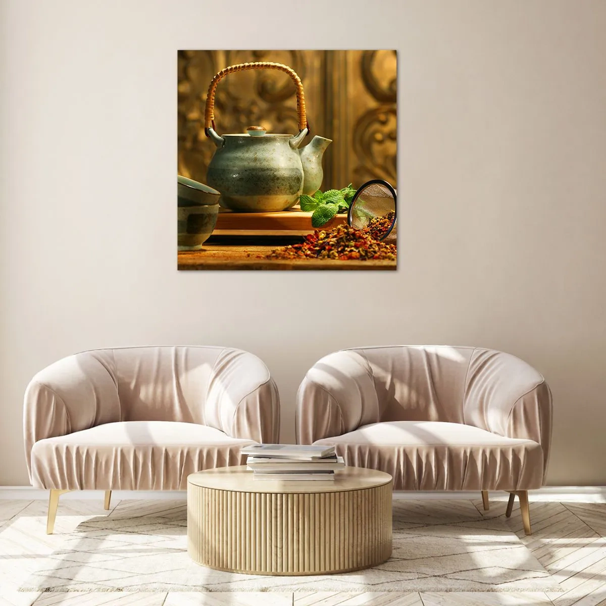 Quadro em vidro - Tratado sobre beber chá - 30x30 cm