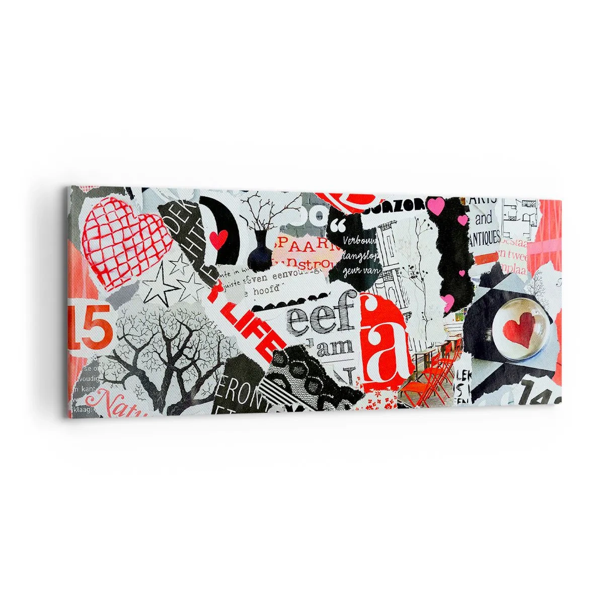 Quadro em tela - Colagem hipster - 120x50 cm