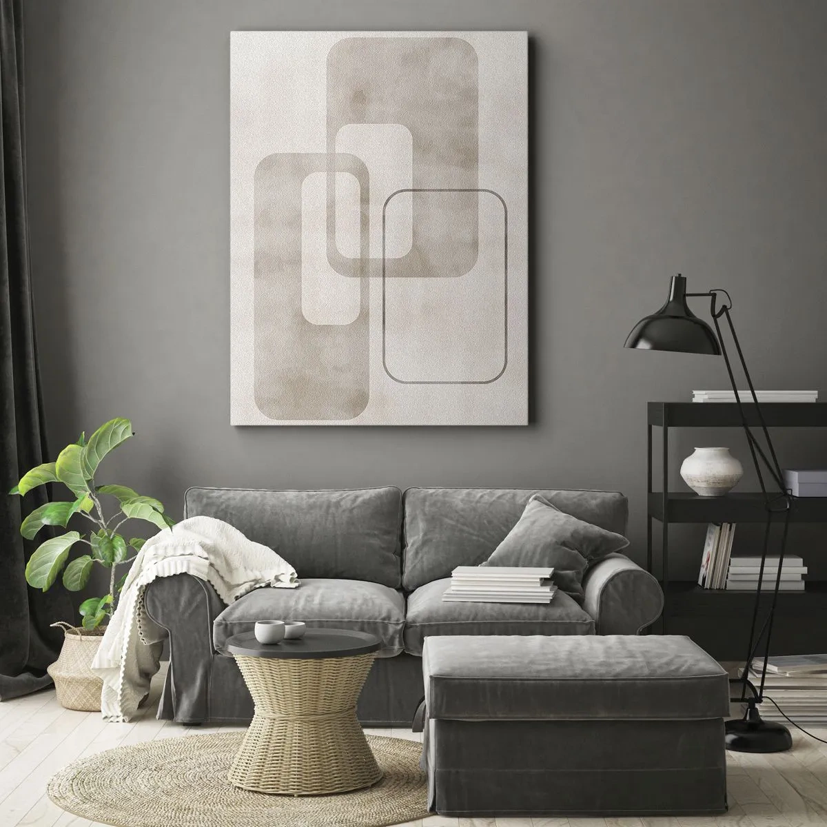 Quadro em tela - Argamassa geométrica - 50x70 cm