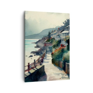 Quadro em tela - Cidade mediterrânea - 50x70 cm