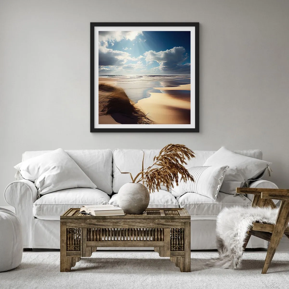 Pôster com moldura preta - Praia, praia selvagem - 40x40 cm