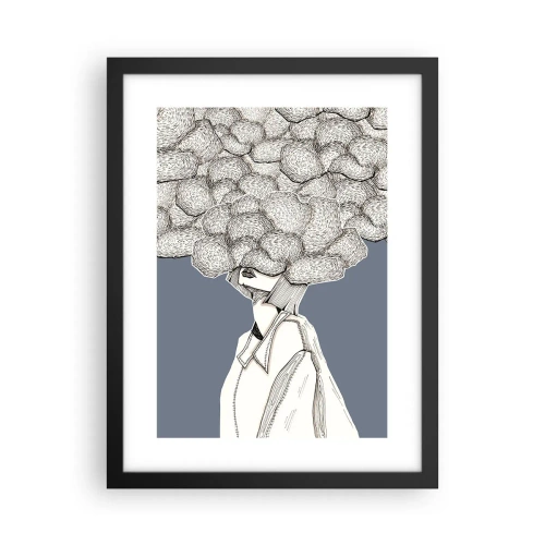 Pôster com moldura preta - Com a cabeça nas nuvens - 30x40 cm