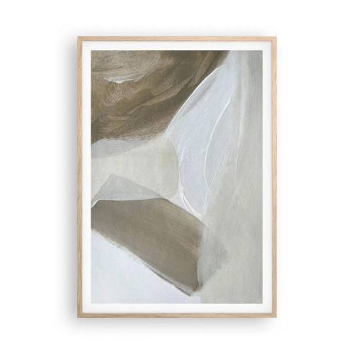Pôster com moldura de carvalho claro - Uma onda de branco - 70x100 cm