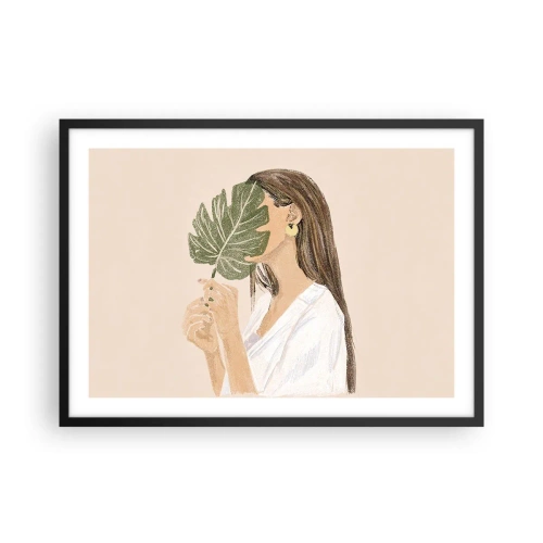 Pôster com moldura preta - Retrato misterioso com uma adepta - 70x50 cm