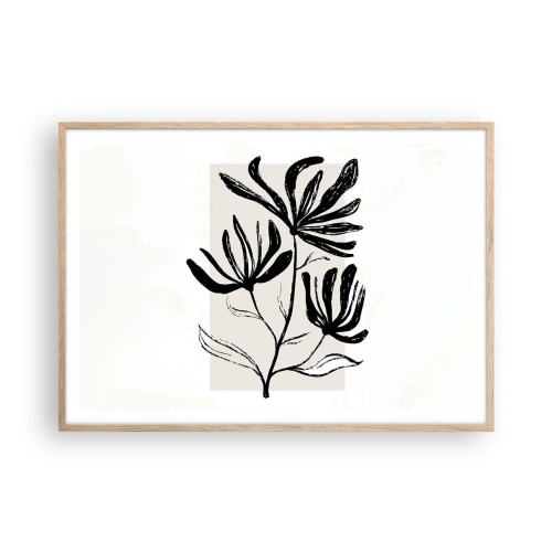 Pôster com moldura de carvalho claro - Esboço para o herbário - 100x70 cm