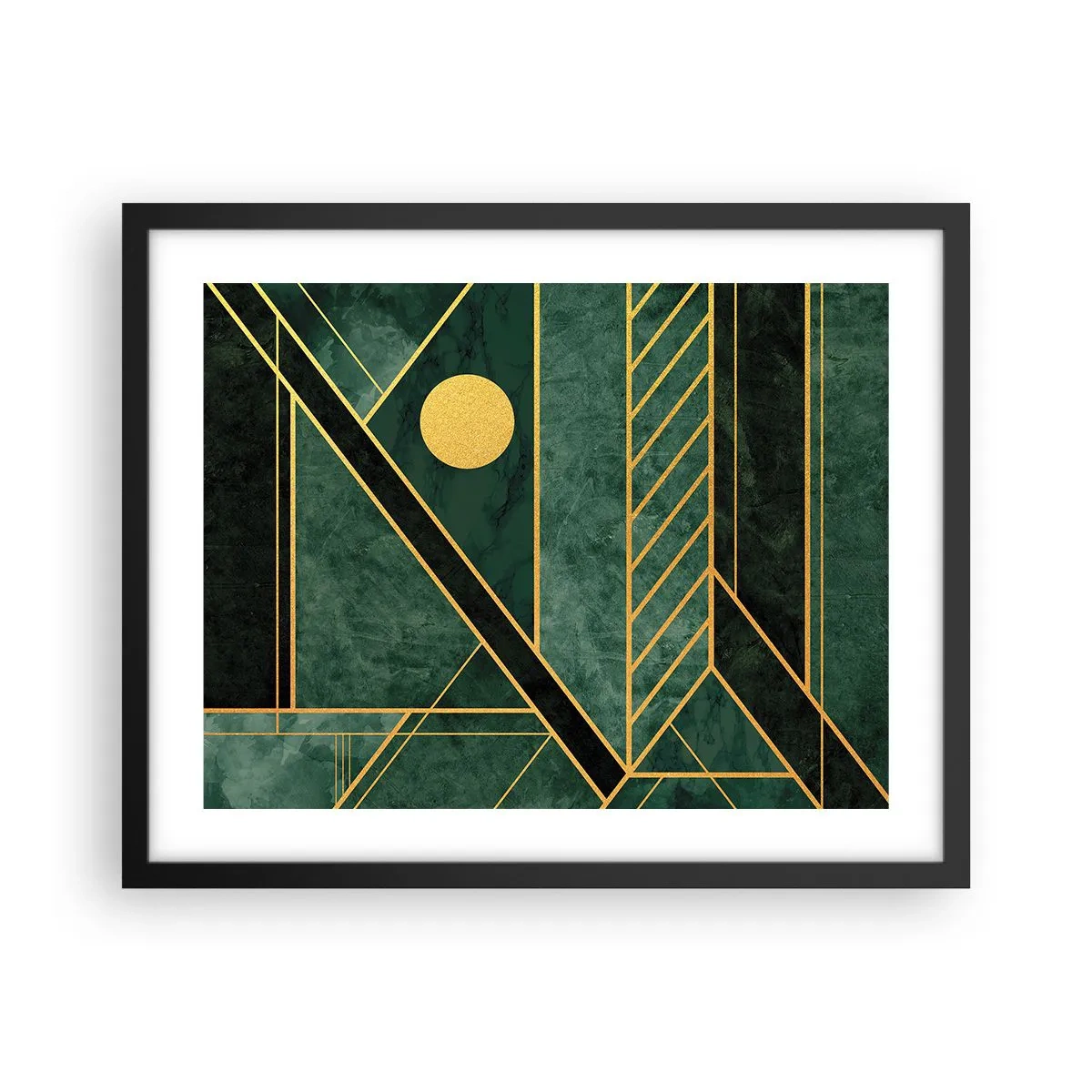 Pôster com moldura preta - A dinâmica do ouro e do azul - 50x40 cm