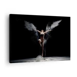 Quadro em tela - Uma dançarina em movimento com um efeito de poeira impressionante sobre um fundo preto - 70x50cm - Os elfos existem - Decoração de parede moderna para a sala de estar e quarto ARTTOR