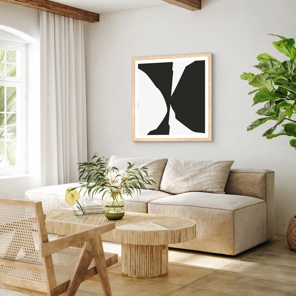 Pôster com moldura de carvalho claro - Positivo negativo - 60x60 cm