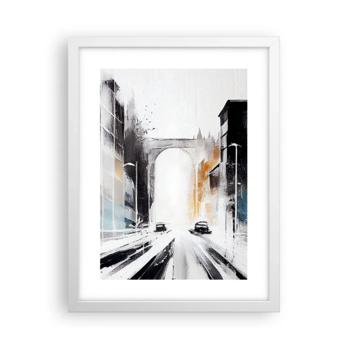 Pôster em moldura branca - Estudo da cidade: arquitetura e movimento - 30x40 cm