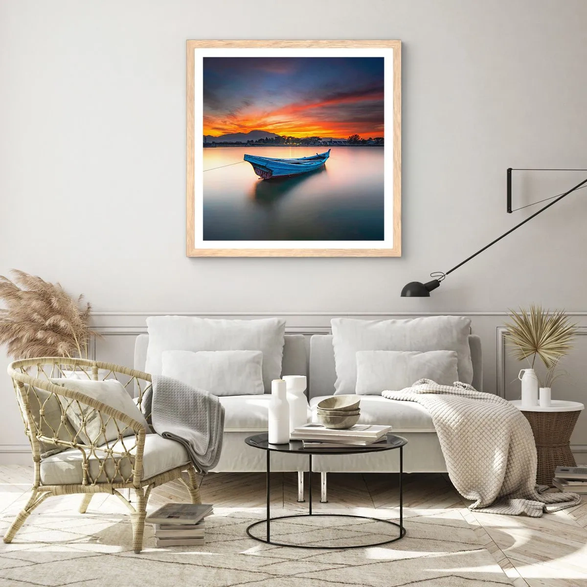 Pôster com moldura de carvalho claro - Uma boa noite se aproxima - 50x50 cm