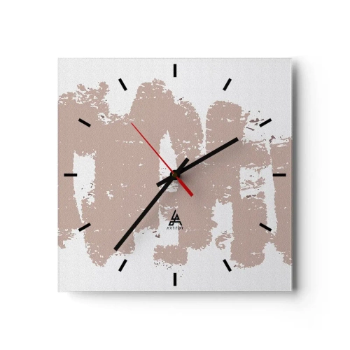 Relógio de parede - Relógio em vidro - Abstração em rosa suave - 30x30 cm